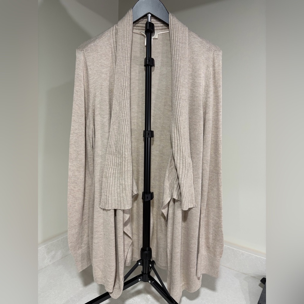 LOFT Beige Open Front Cardigan